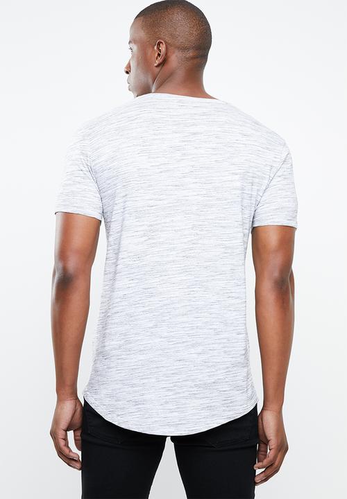 POLO - Space dye v-neck tee - white & grey