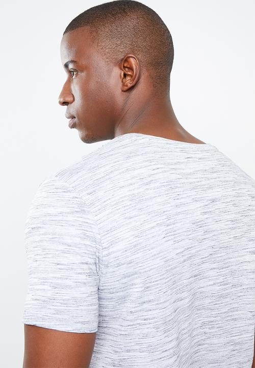 POLO - Space dye v-neck tee - white & grey
