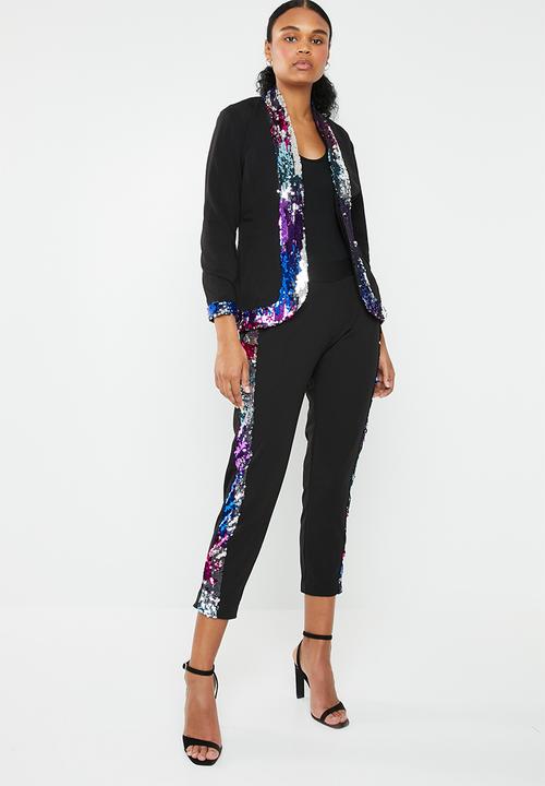 RUFF TUNG - Sequin slouch trousers - black