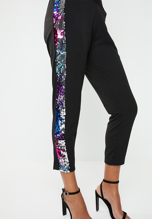 RUFF TUNG - Sequin slouch trousers - black
