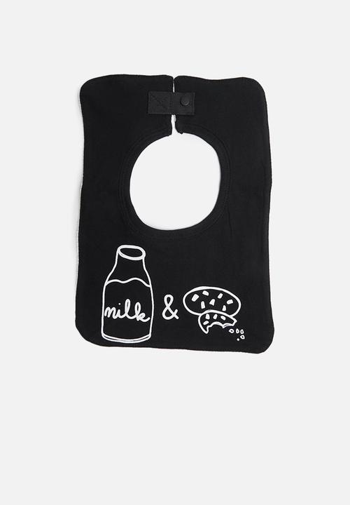 Cotton On - Sugar and spice milk & cookies bib - black 