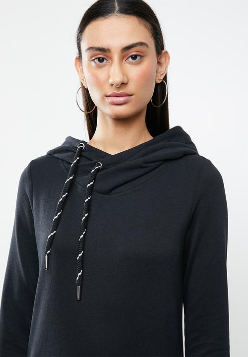ONLY - June long sleeve hoodie dress - black