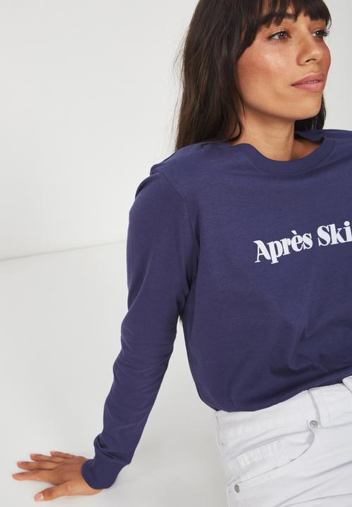Cotton On - Classic slogan long sleeve tee - purple 