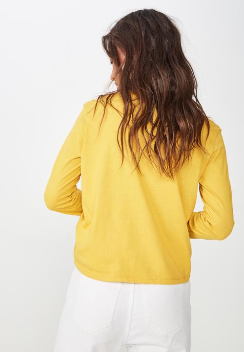 Cotton On - Classic slogan long sleeve tee - yellow