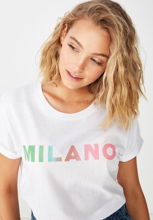 Cotton On - Classic slogan Milano tee - white