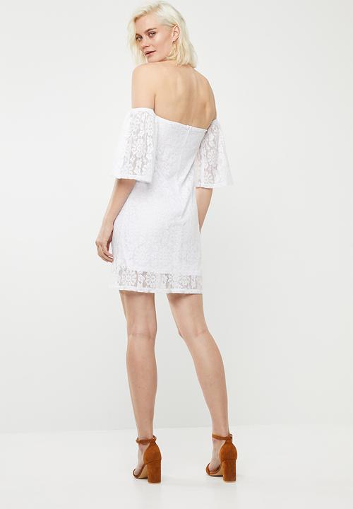 Superbalist - Flute sleeve lace dress - white