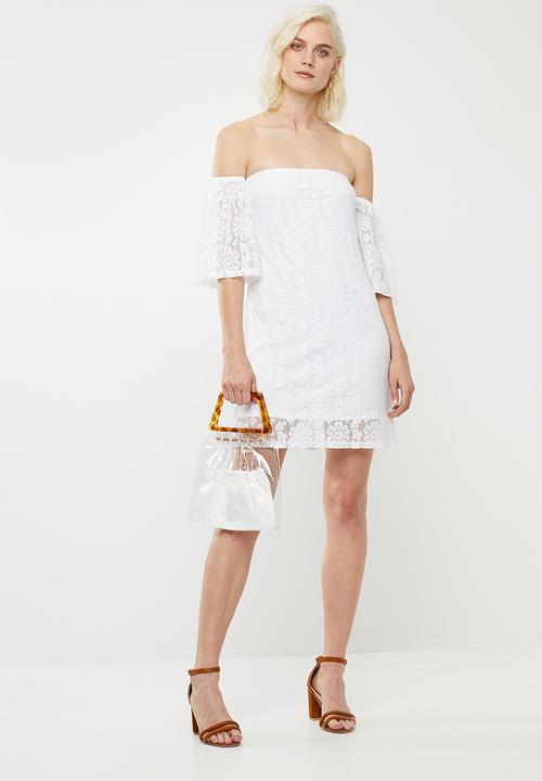 Superbalist - Flute sleeve lace dress - white