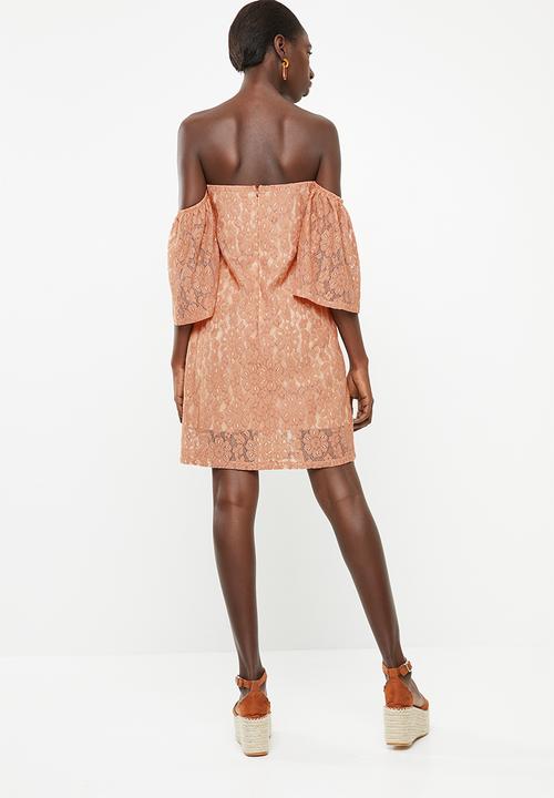 Superbalist - Flute sleeve lace dress - peach