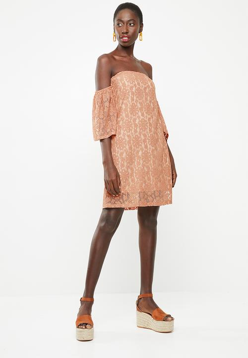Superbalist - Flute sleeve lace dress - peach