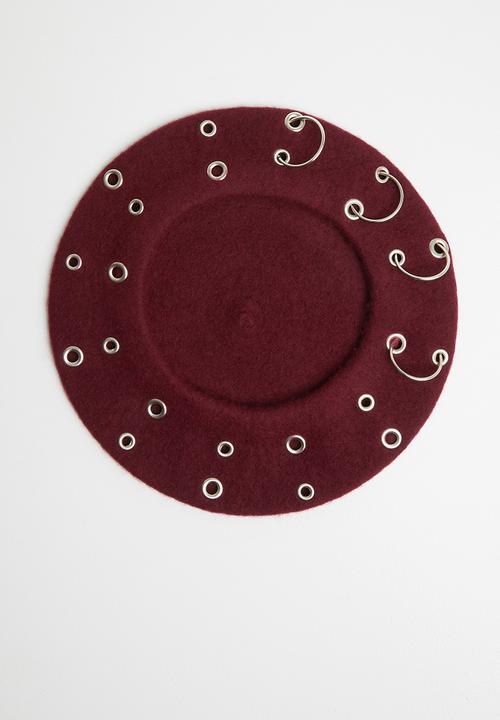 Superbalist - Maggie eyelet beret - burgundy