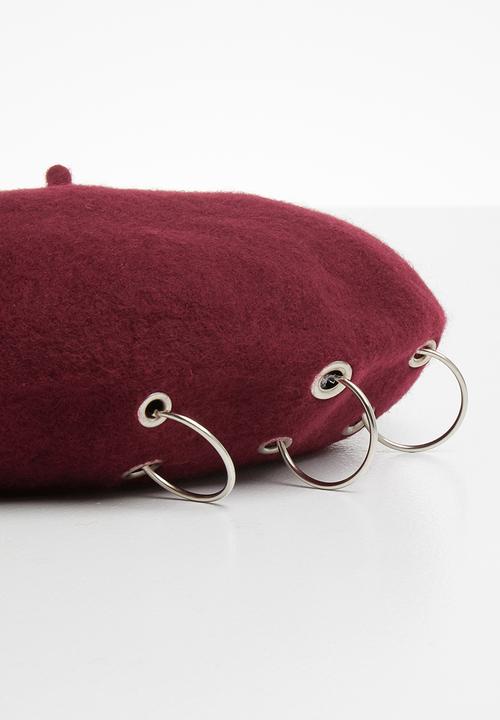 Superbalist - Maggie eyelet beret - burgundy