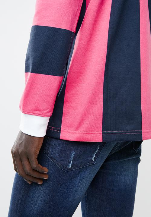 adidas Originals - Samstag rugby tee - navy & pink