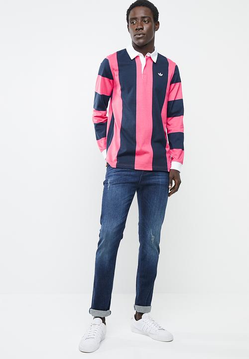 adidas Originals - Samstag rugby tee - navy & pink