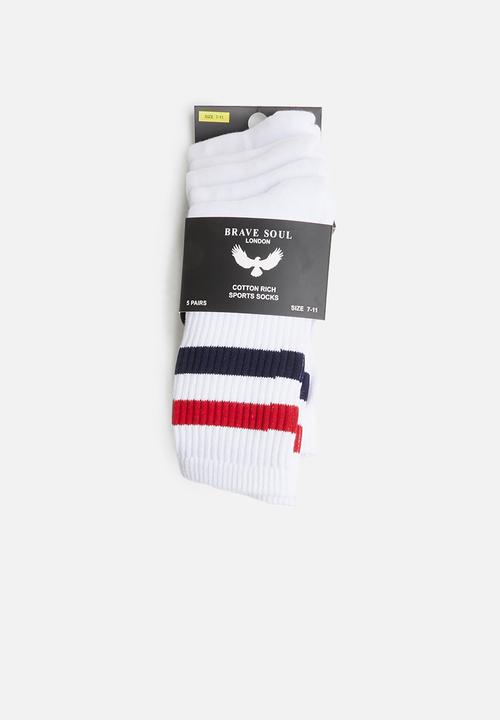 Brave Soul - 5 Pack tennis socks - white