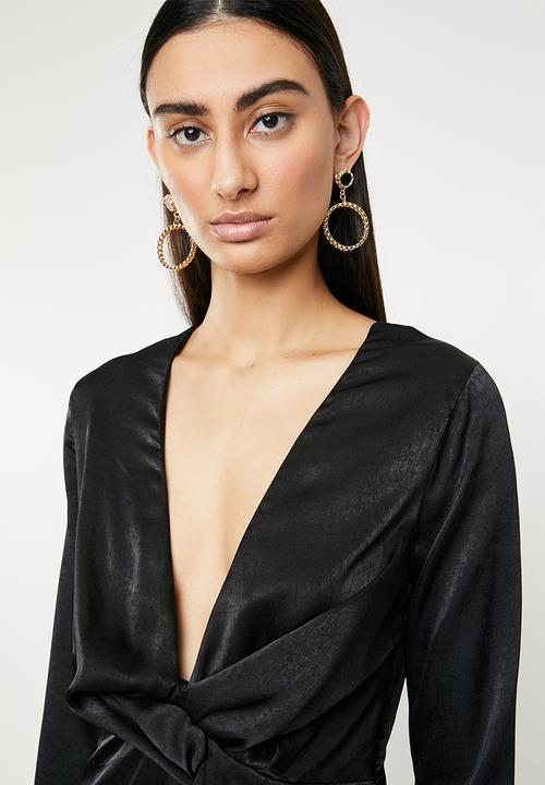 Missguided - Wrap front maxi dress - black