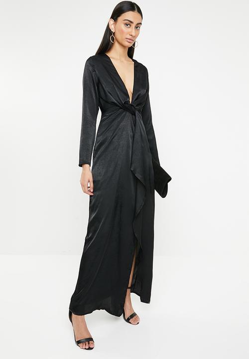 Missguided - Wrap front maxi dress - black