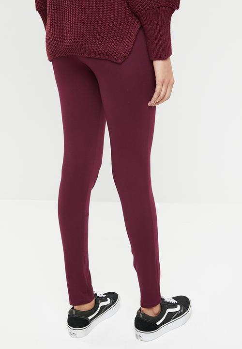 Superbalist - Premium stretch mid rise tregging with zip - burgundy 