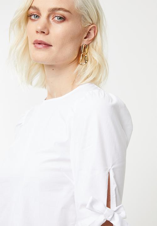 Superbalist - Tie sleeve blouse - white