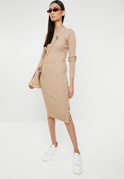 SISSY BOY - Riti knitwear skirt with pres stud detail - beige