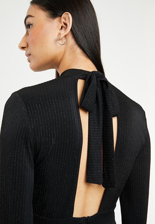 ONLY - Cosmo long sleeve lurex playsuit - black