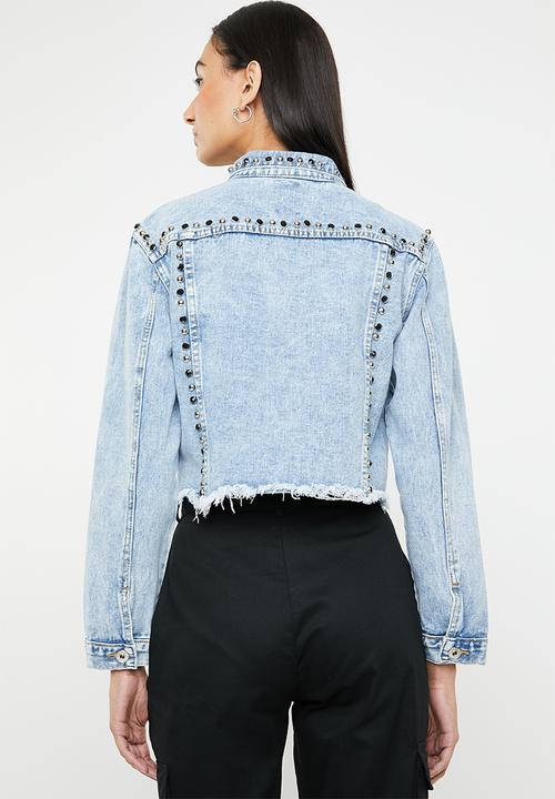 SISSY BOY - Thomi full trim denim crop jacket - blue
