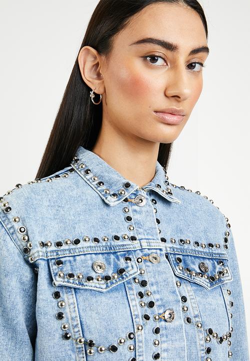 SISSY BOY - Thomi full trim denim crop jacket - blue