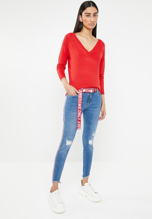 ONLY - Carmen regular tape denim jeans - blue