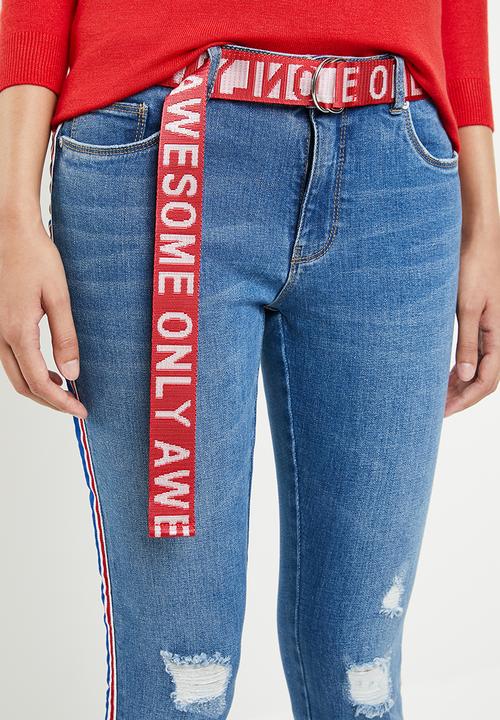 ONLY - Carmen regular tape denim jeans - blue