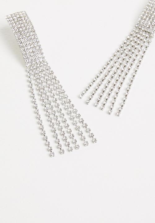 Superbalist - Diamante statement earrings - silver