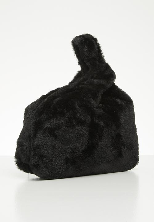 Superbalist - Faux fur knotted bag - black