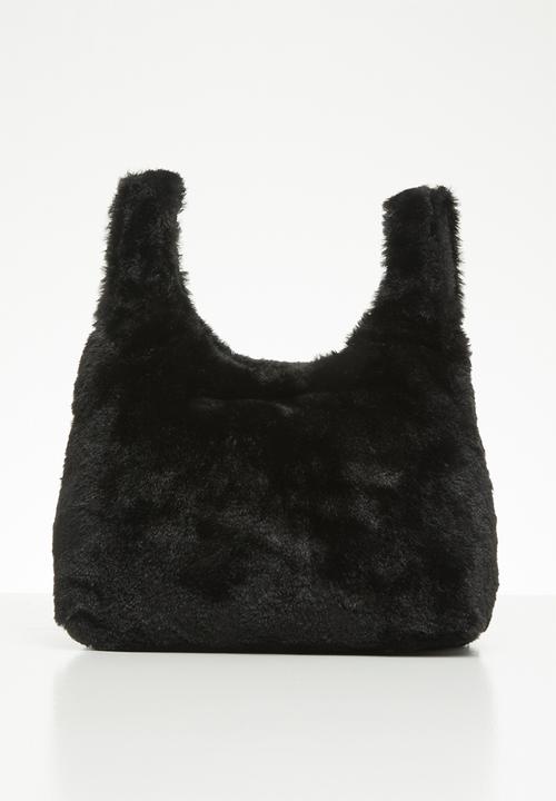 Superbalist - Faux fur knotted bag - black