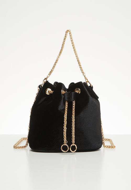 black velvet bucket bag