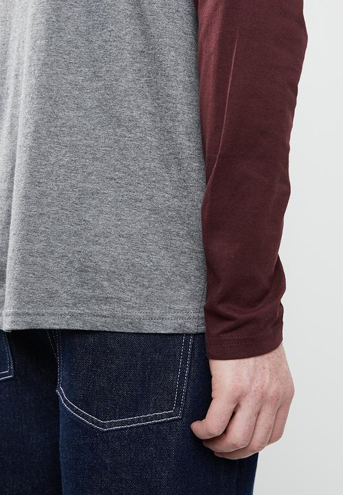 Brave Soul - Rasmus tee - charcoal & burgundy