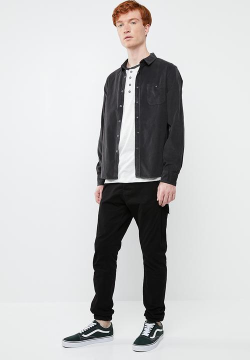 Brave Soul - Brew  ls shirt - charcoal