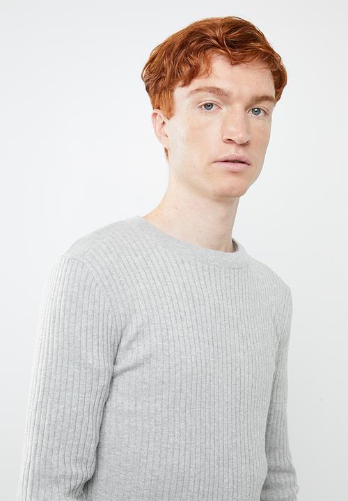 Superbalist - Slim fit ribbed crew neck knit - grey
