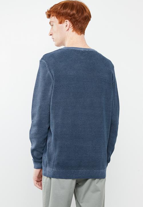 Superbalist - Regular fit fit pique crew neck knit - blue