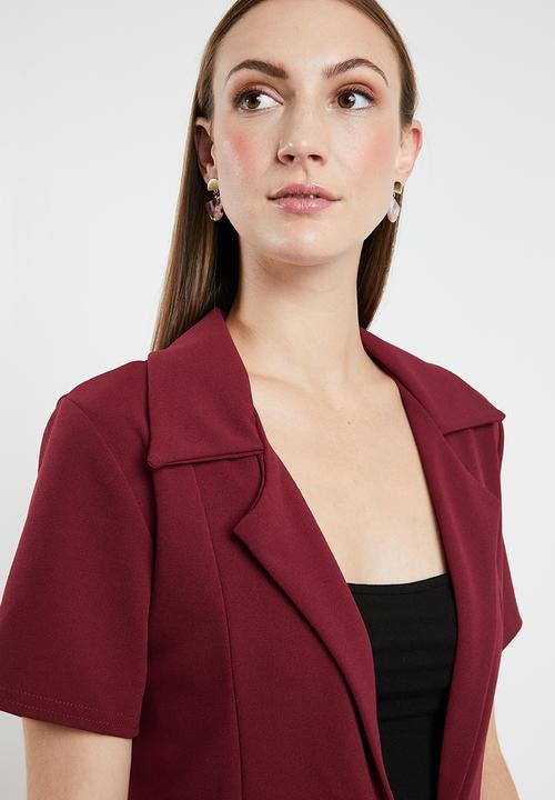 edit - Short sleeve blazer - burgundy