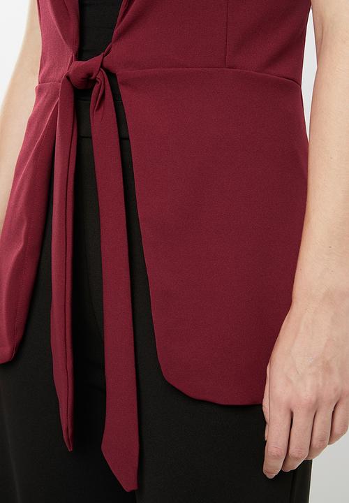 edit - Short sleeve blazer - burgundy