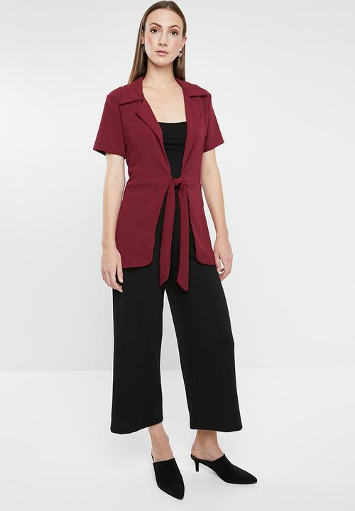 edit - Short sleeve blazer - burgundy