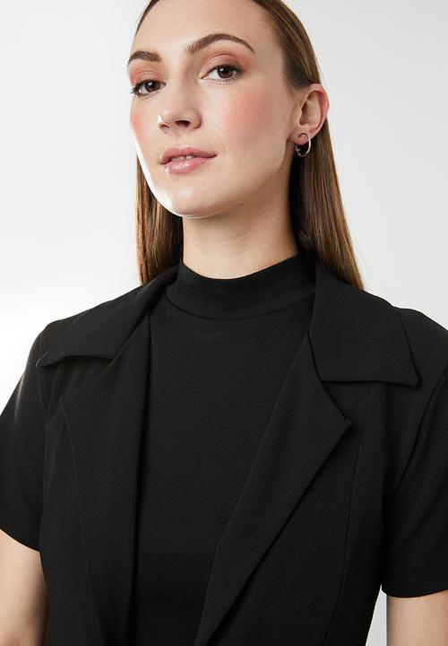 edit - Short sleeve blazer - black