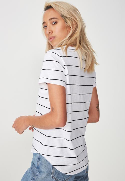 Cotton On - The deep v-neck tee - black & white