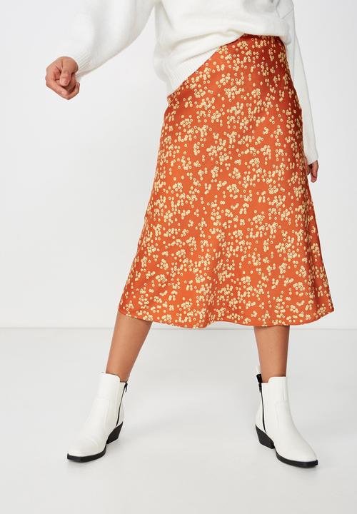 Cotton On - Woven bella midi skirt - disty rust