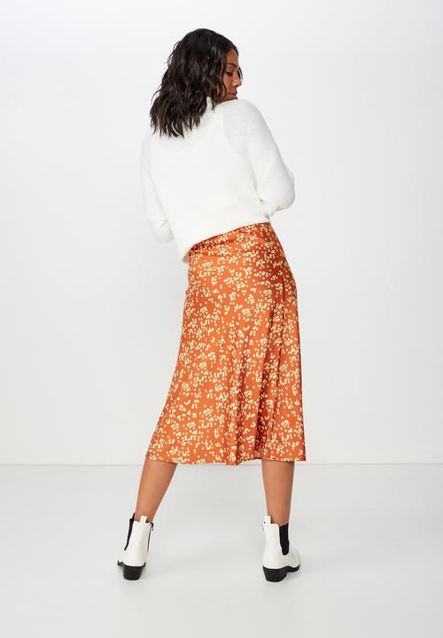Cotton On - Woven bella midi skirt - disty rust