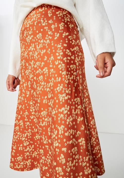 Cotton On - Woven bella midi skirt - disty rust