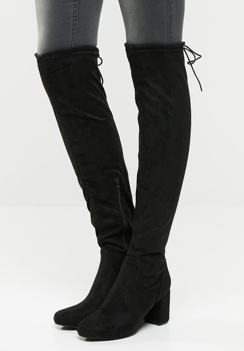 Footwork - Over the knee block boot - black