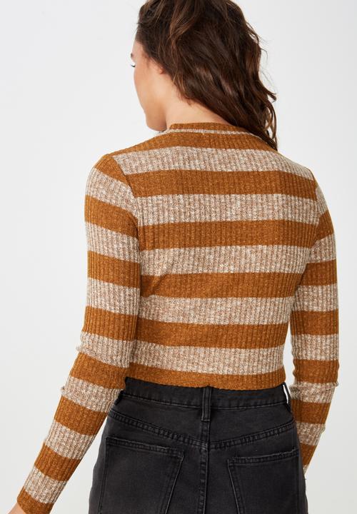 Cotton On - Devon twisty front long sleeve top - brown
