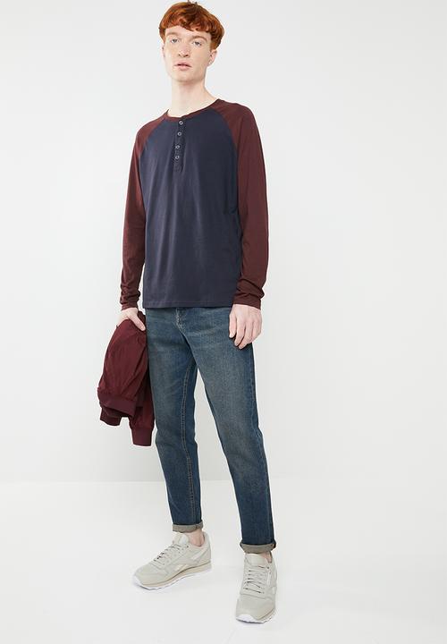 Brave Soul - Rasmus tee - navy & burgundy