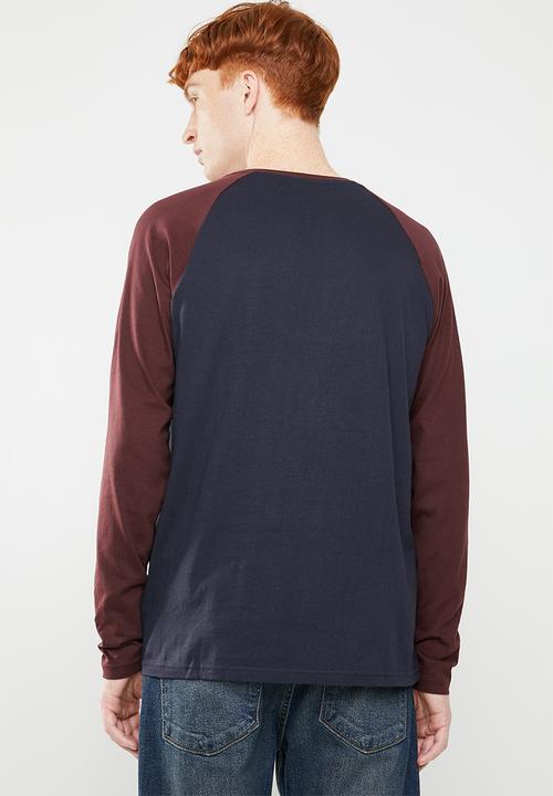 Brave Soul - Rasmus tee - navy & burgundy