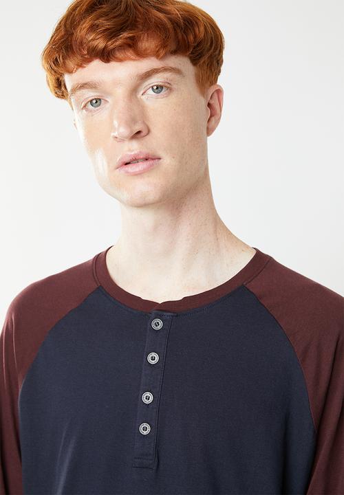 Brave Soul - Rasmus tee - navy & burgundy