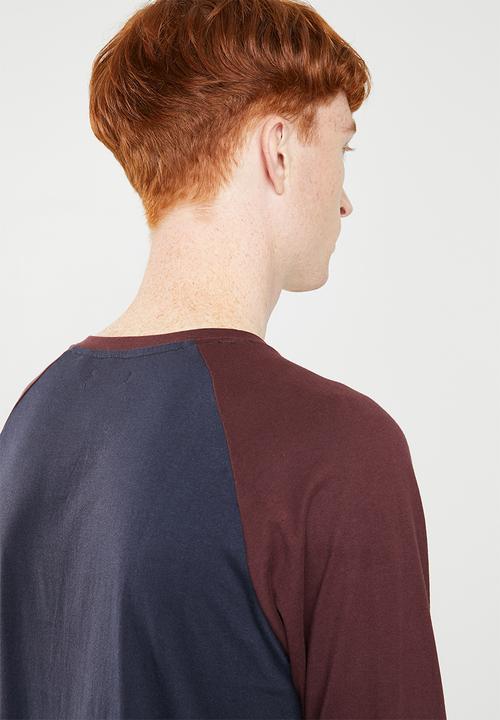 Brave Soul - Rasmus tee - navy & burgundy